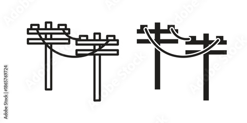 Utility pole icons Black vector illustration for social media, app, and web