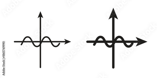 Wave sine icons Black vector illustration for social media, app, and web