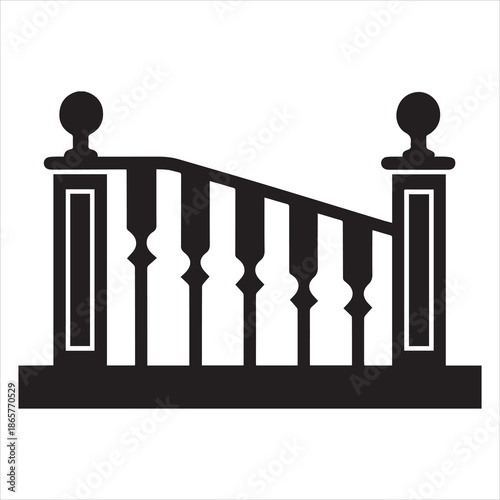 Balustrade Railing Icon Vector Black and White