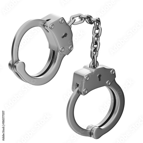 3D Rendering of a Metal Handcuffs