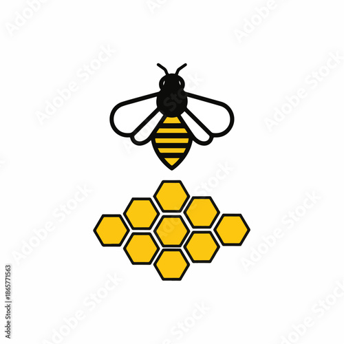 Bee and Honeycomb Illustration A Sweet Graphic Design.