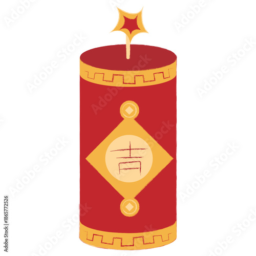Red Chinese Firecracker Hand-drawn style