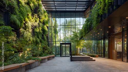biophilic urban design background greenery blended with technology