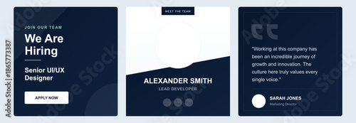 Minimalist Job Vacancy, Employee Spotlight, and Testimonial Banner Kit for HR Marketing