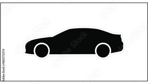 Simple black silhouette of a modern sports car on a white background