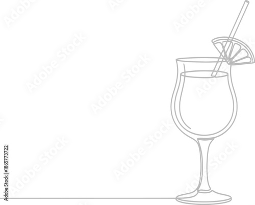 Simple line drawing of a cocktail glass with garnish