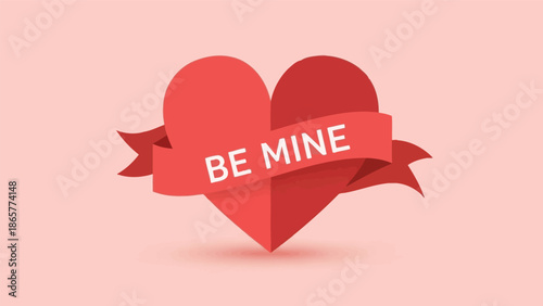 Red Heart with Be Mine Ribbon for Valentine's Day.