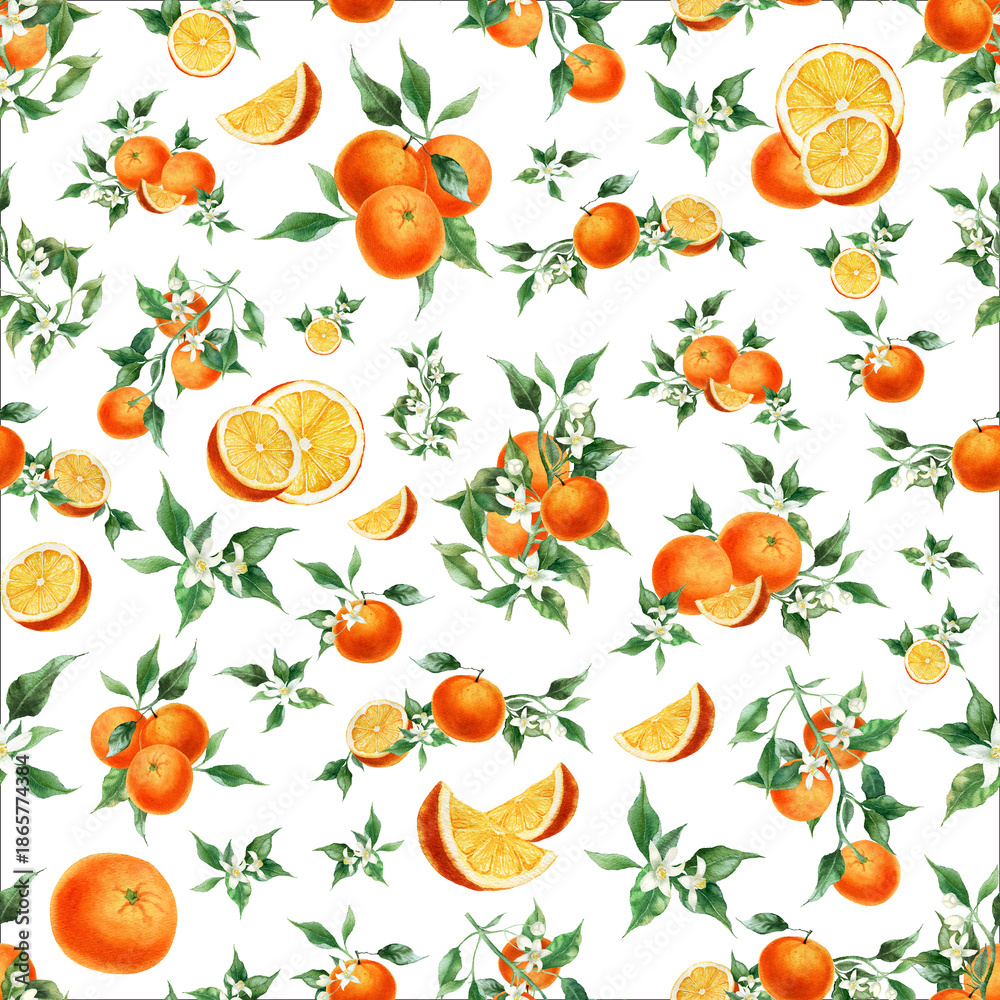 Obraz premium Orange Fruit Seamless Pattern for Print