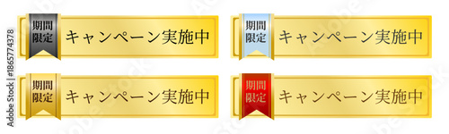 キャンペーン実施中を強調したゴールド系ナビゲーションボタンセット