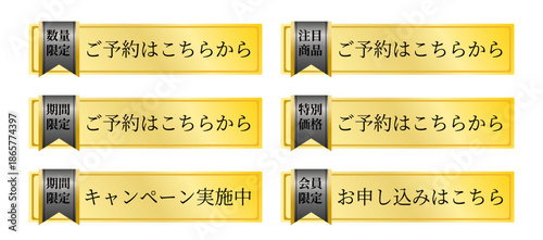 数量限定・注目商品・期間限定・特別価格・会員限定とキャンペーン表記を組み合わせた多用途ナビボタンセット