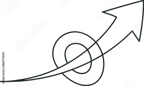 Simple line drawing of an arrow passing through a circle