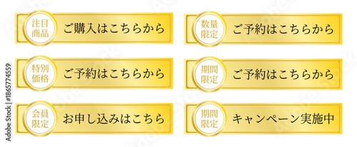 シンプルな円形バッジが映えるゴールドナビゲーションボタンセット