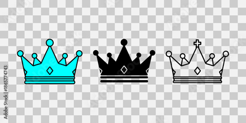 Crown icon set with different colors and designs