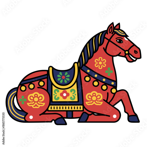 Decorative Red Folk Horse