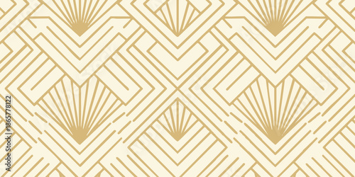 An intricate gold pattern featuring geometric shapes and symmetrical designs on a cream background from a direct viewpoint