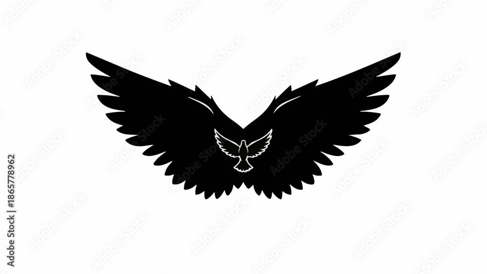 Fototapeta premium Symbol of a dove with outstretched wings, representing peace and freedom