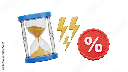 Hourglass, Lightning Bolts, and Percentage Sign - Time for a Deal!