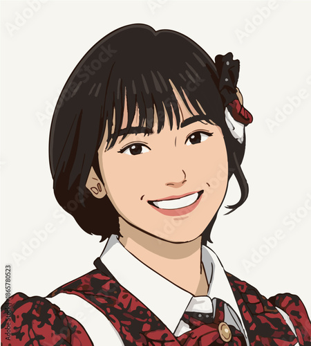 Cute girl portrait cheerful vintage style