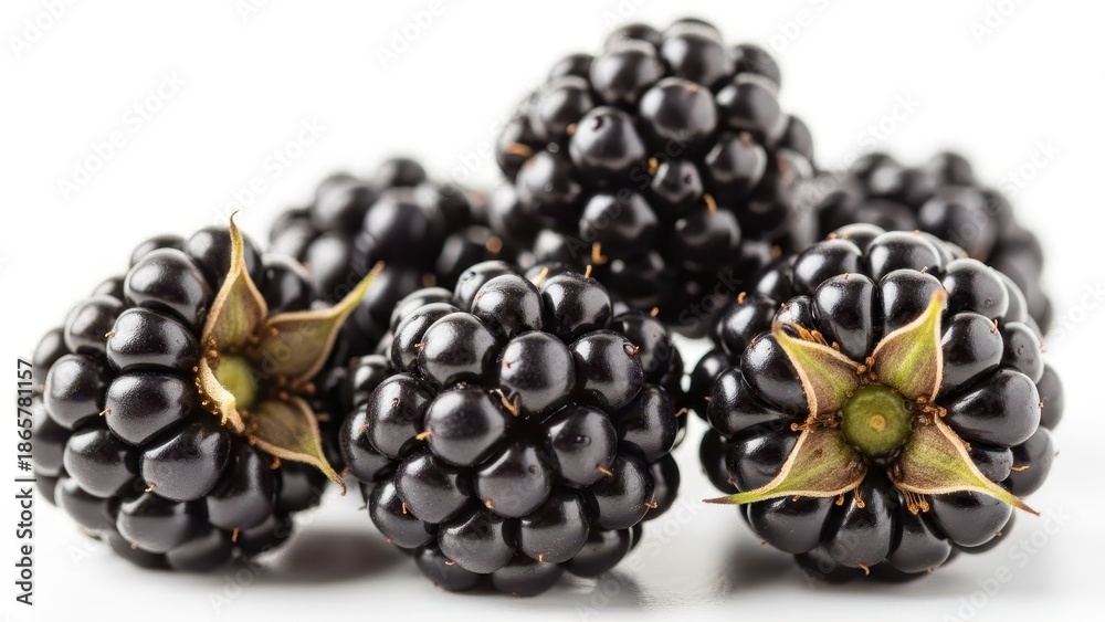 Obraz premium Fresh Blackberries Isolated on White
