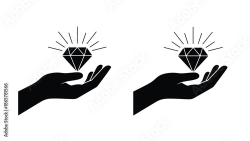 Two hands presenting sparkling diamonds a symbol of luxury and value
