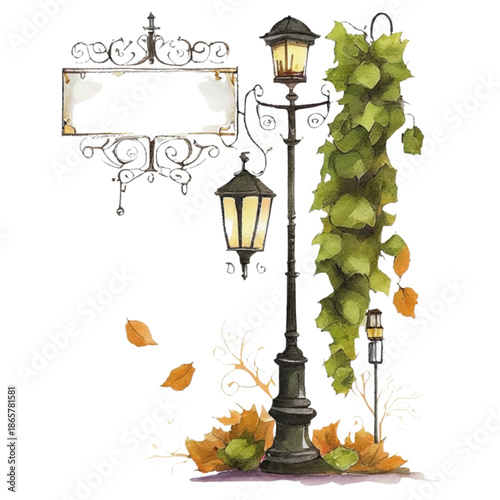 vintage street lamp vector