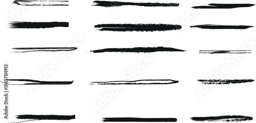 Artwork Collection of black brush strokes on white background