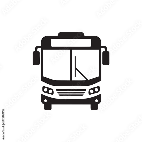 Front view of a bus illustration on transparent background