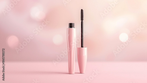 Elegant Pastel Mascara Tube Mockup with Slender Curved Design