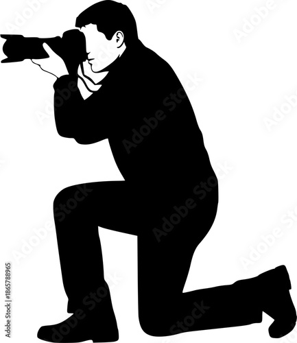 Photographer Kneeling Silhouette
