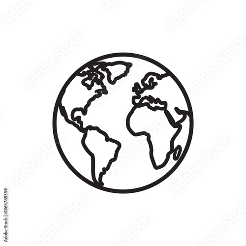 World Globe Line Art Illustration for Environmental and Geography Topics