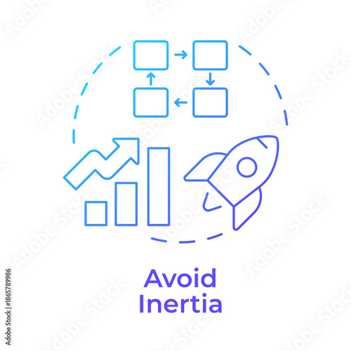 Avoid inertia blue gradient concept icon. Startup launch. Business growth, strategic planning. Round shape line illustration. Abstract idea. Graphic design. Easy to use in article, infographic