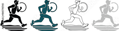 Runners in Motion Silhouette Icons