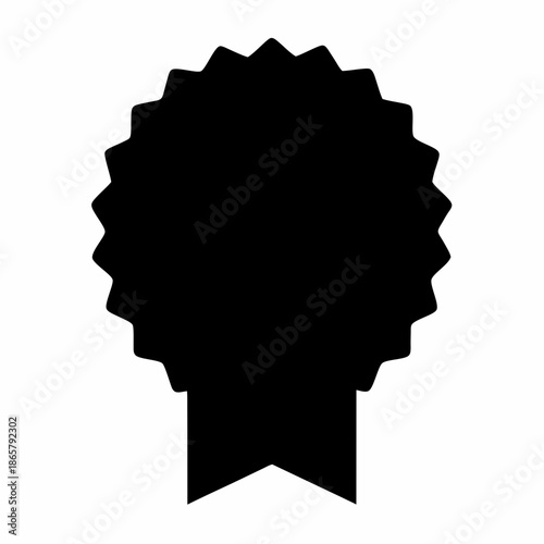 A classic black award ribbon badge symbol of excellence and quality certification Vector, illustration