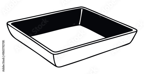 A simple graphic representation of a kitchen baking dish or serving tray, perfect for food preparation concepts, cooking guides, or recipe book layouts