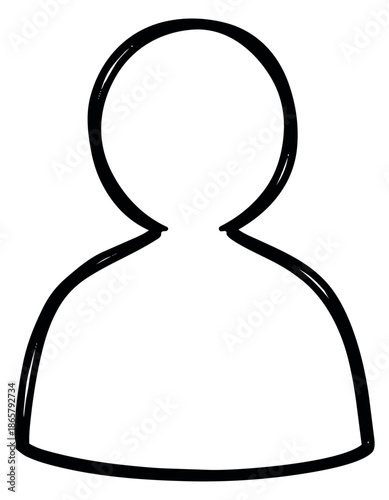 Hand drawn line art illustration of a user icon depicting a generic person for web design