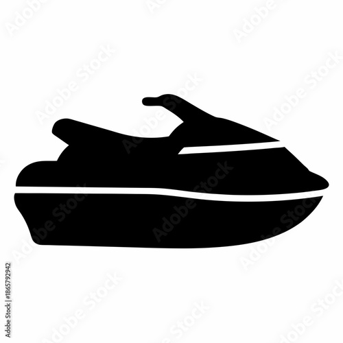 Silhouette of a personal watercraft icon representing summer fun and aquatic recreation Vector, illustration
