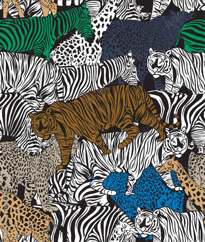 Photography Colorful safari animals seamless pattern illustration