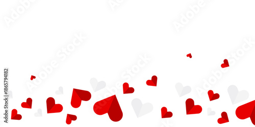 Valentine's Day background design featuring creative paper-cut red and white hearts on a transparent backdrop for minimalist holiday layouts.