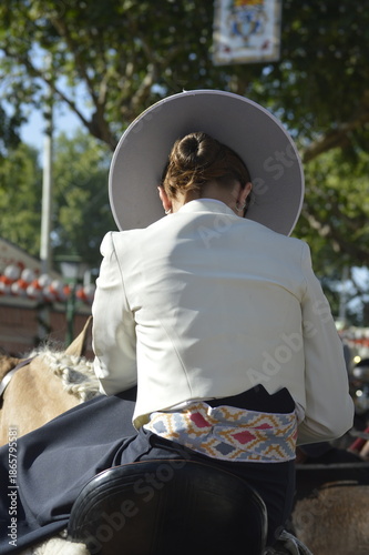 Rider in the world famous Feria de abril from Seville, Andalusia, Spain 