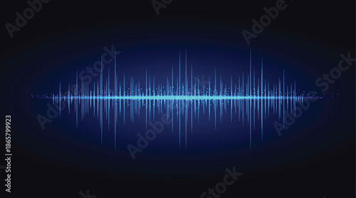Abstract blue sound frequency waveform illustration representing digital audio signal spectrum