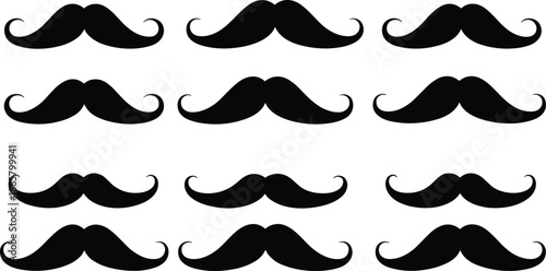 Vintage gentleman character icon set with top hat mustache glasses and bow tie vector illustration for barber shop branding.