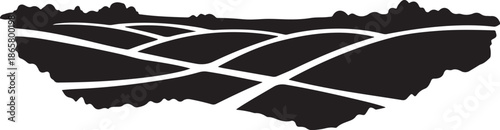 Road Network Map Illustration with Black and White Colors