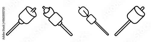Drawing of campfire marshmallows on sticks, perfect for summer camping and outdoor cooking fun