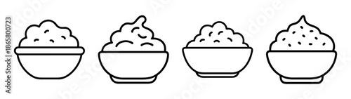 Outline ice cream cones vector illustration dessert sweet treat frozen yogurt summer food graphic design element
