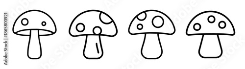 Mushroom drawing outline illustration, mushroom vector art, forest mushroom line art, fungi set design