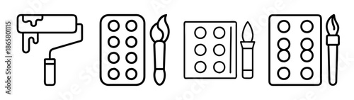 Paint roller brush and color palette illustration for painting and decorating projects design vector