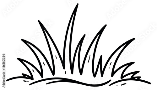 Hand drawn line art illustration of grass depicting natural growth for spring and summer designs