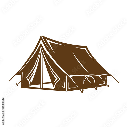 Vintage Brown tent on white background for camping and outdoor activities