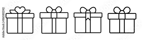 Gift box vector illustration for christmas birthday presents outline drawing isolated design element