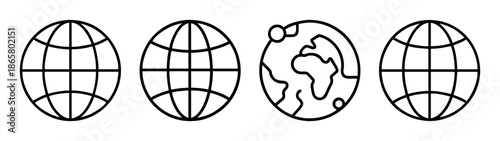 World globe outline vector illustration, earth globe map, geography, continents, and oceans